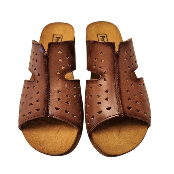 Propet Fiona Brown Leather Slide Sandals 7.5 NWOT - Picture 3 of 13